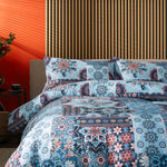 Printed 200 Thread Count Reversible Cotton Rich Jaipur Duvet Cover Set | King | Blue