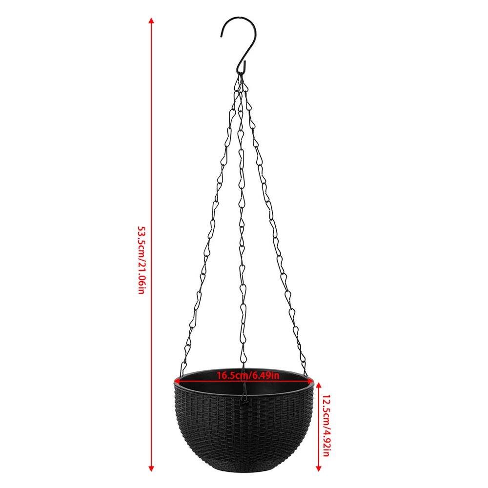 3pcs Black Hanging Flower Baskets – 16.5 Cm Plastic Planters For Home Decor | Black