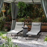 Folding Sun Loungers Set Of 2, Reclining Sun Bed | Light Grey