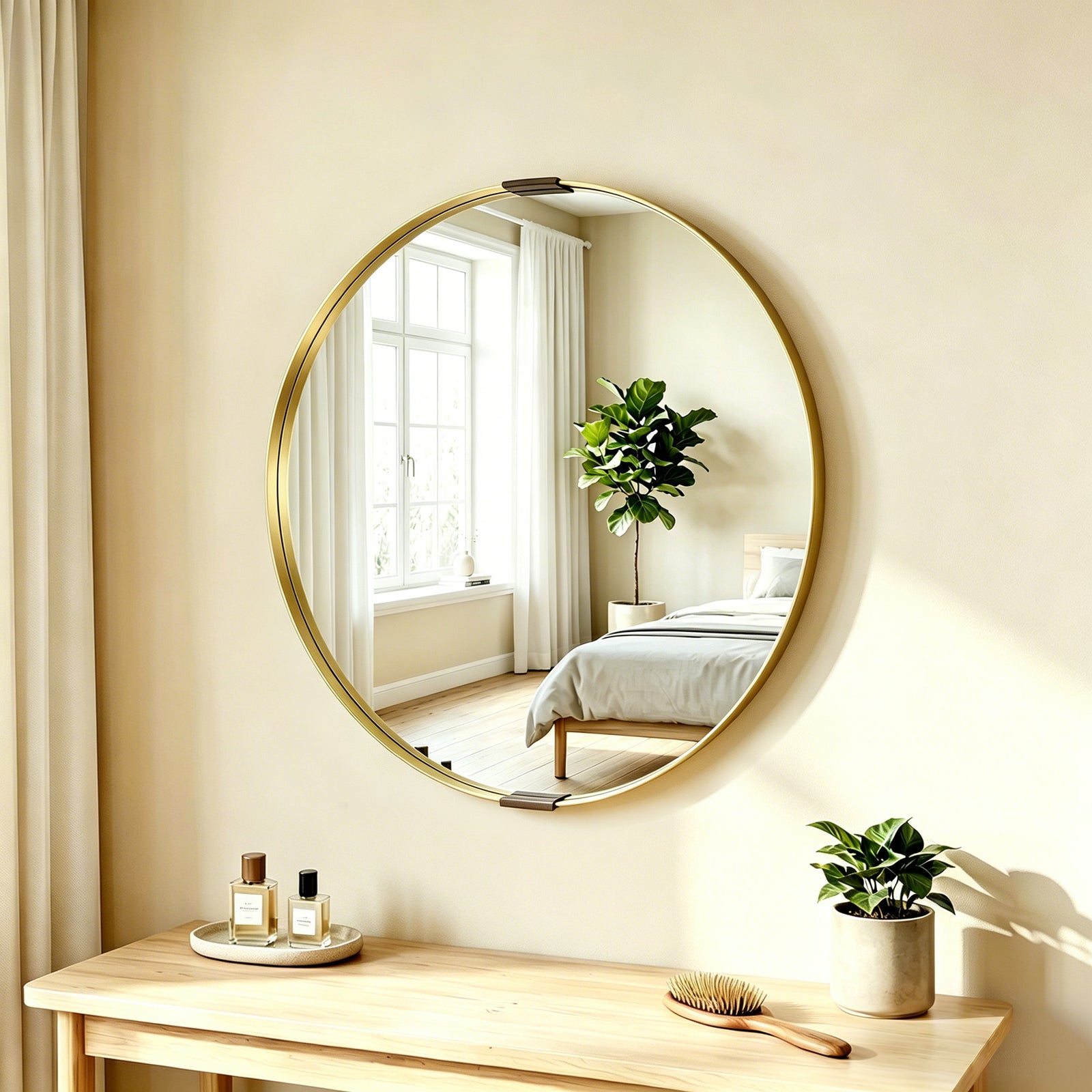 Wall Mirror 61 Cm, Wall Mounted Bathroom Mirror | Gold