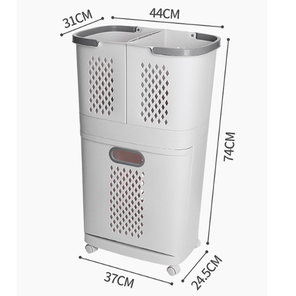 3 Compartment Laundry Baskets Laundry Sorter Rolling Laundry Hamper