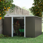 11.3x9.2ft Steel Garden Storage Shed Tool House With Doors