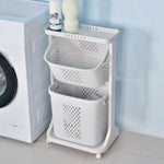 Living and Home Laundry Basket Bathroom Clothes Storage On Wheels