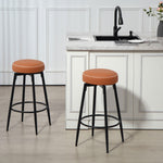 Swivel Bar Stools Set Of 2, Pu Leather Barstools With Footrest | Brown