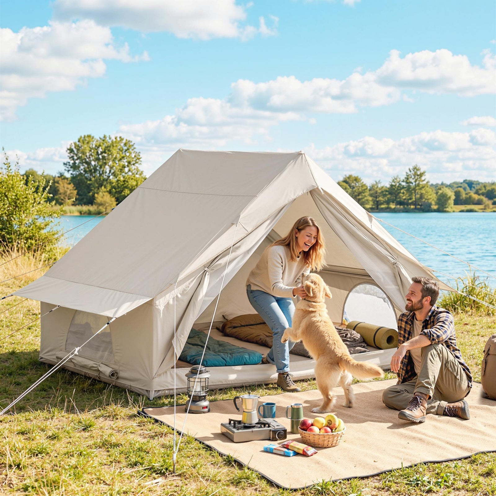 Inflatable Tent Waterproof For 2-4 Person | Beige