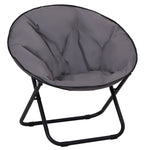 Folding Saucer Moon Chair Oversized Padded Seat Round Oxford | Gray