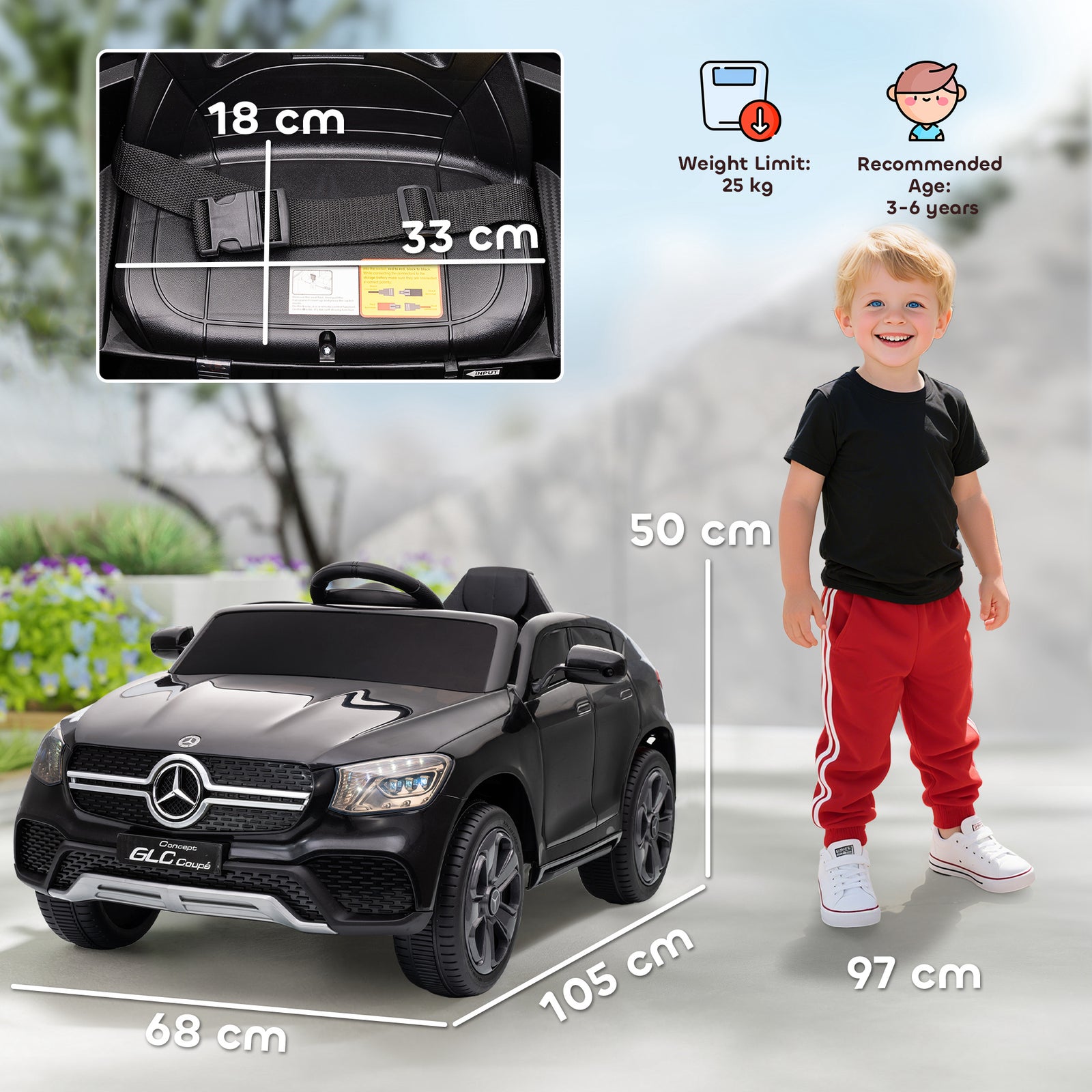 Mercedes-benz Glc Licensed Kids Ride On Car With Remote | Black