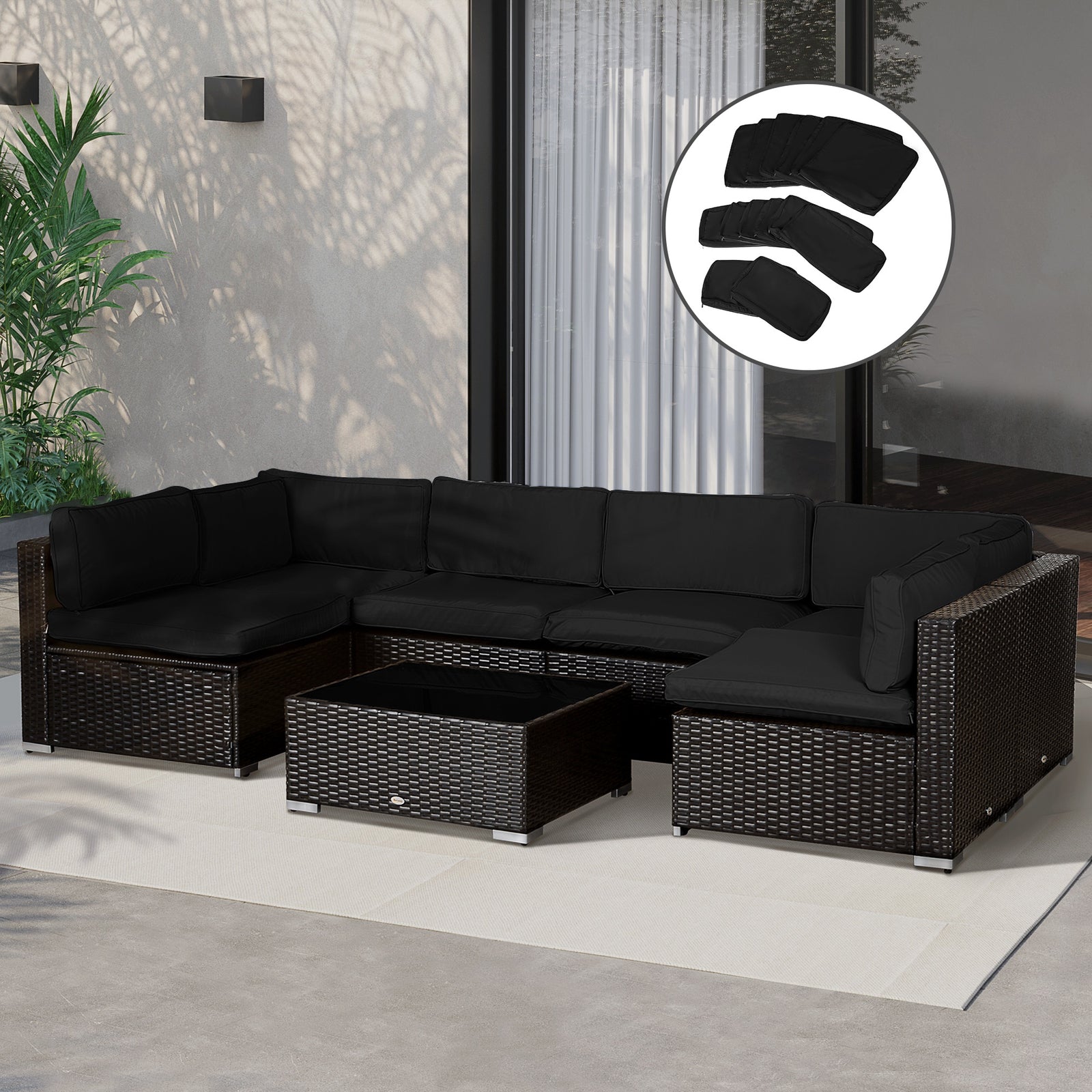 Garden Sofa Set Polyester Cover Replacement No Cushion | Black