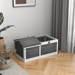 Wooden Tortoise House, Small Pet Reptile With Hide Shelter Den And Run | Dark Gray