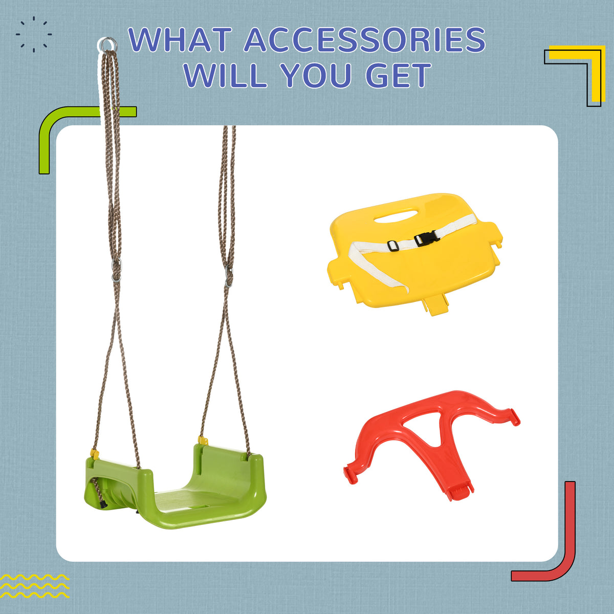 3 In 1 Kids Swing Seat, Adjustable Toddler Swing Chair | Green