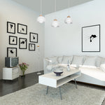 Dama White Pendant Light 3xe27 Hand Made Scandi Style Hanging Ceiling Lamp Enhanced By Natural Wood Detail