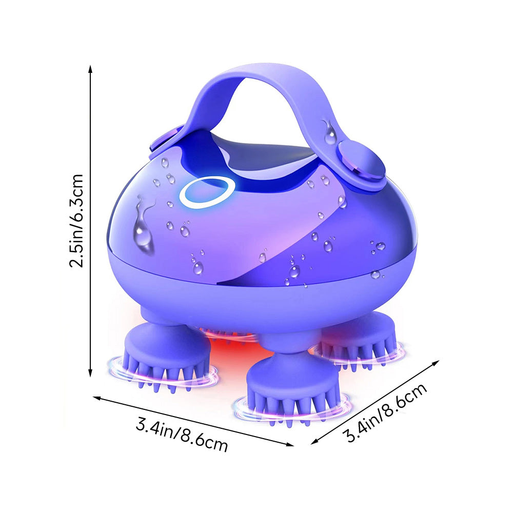 Electric Scalp Massager With 8 Interchangeable Heads, Ipx7 Waterproof, Type-c Rechargeable | Purple