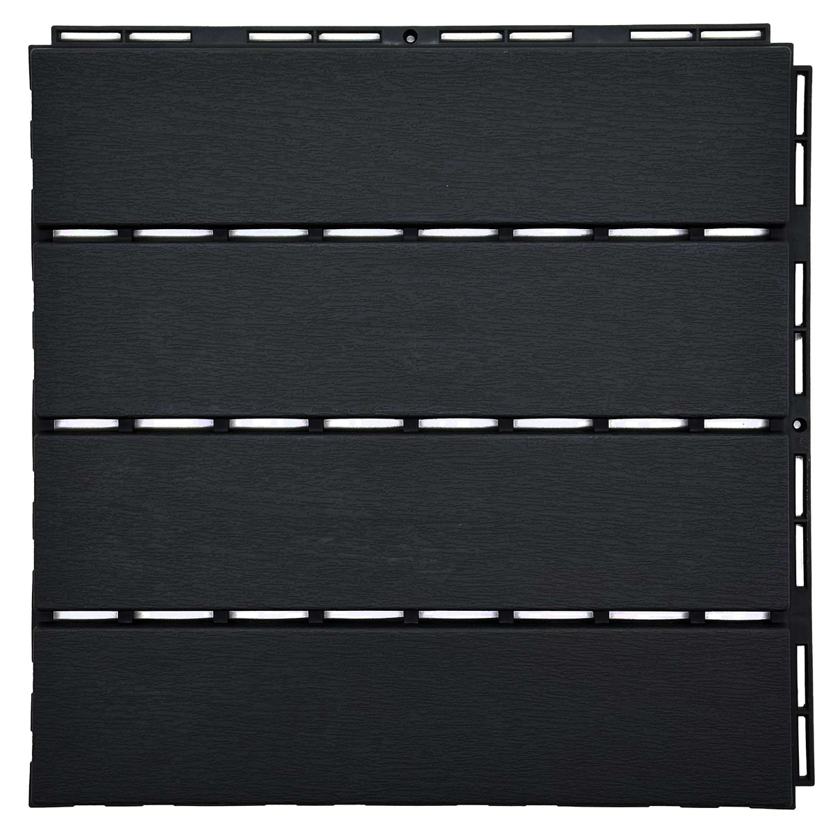 Polydeck Pvc Interlocking Decking Tiles - Black | Set of 12 | Black