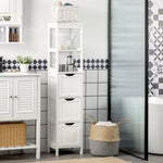 HOMCOM Slim Bathroom Storage Unit With 3 Drawers And 2 Open Shelves, White