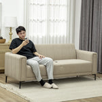 3 Seater Sofa, Modern Fabric Couch With Channel Tufted | Brown