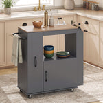 Kitchen Trolley On Wheels, Rolling Kitchen Cart With Power Outlet | Grey
