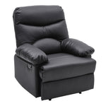 Manual Faux Leather Recliner Armchair Upholstered Lounge Chair With Adjustable Backrest & Footrest For Living Room, Bedroom, Home Theater & Office | Black