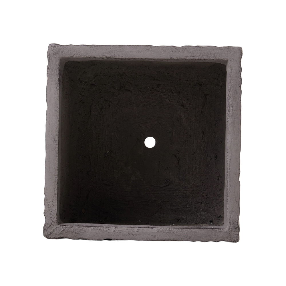 Patterned Cement Flower Pot With Drainage Modern Textured Concrete Planter | Small | Charcoal Grey