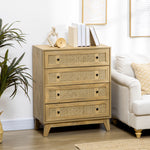 Chest Of Drawers, 4 Drawer Unit Storage Rattan Element
