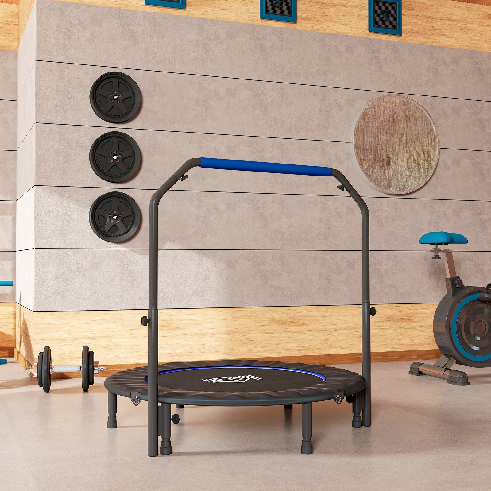 48 Foldable Mini Trampoline Fitness Trampoline Rebounder | Blue