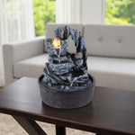 Tabletop Waterfall Fountain With Led Lighting For Meditation Decor