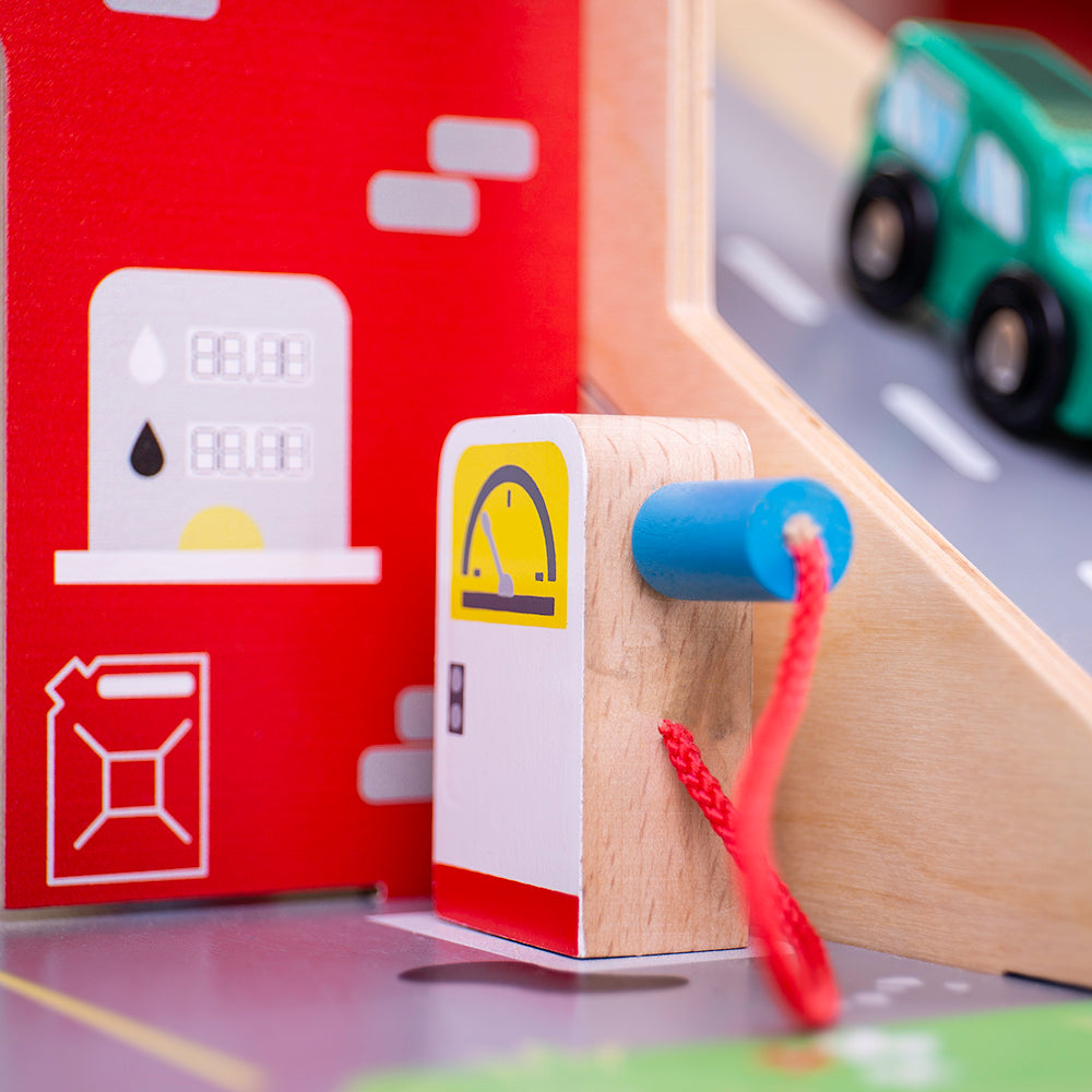 Wooden Park And Play Garage Playset, With Working Lift