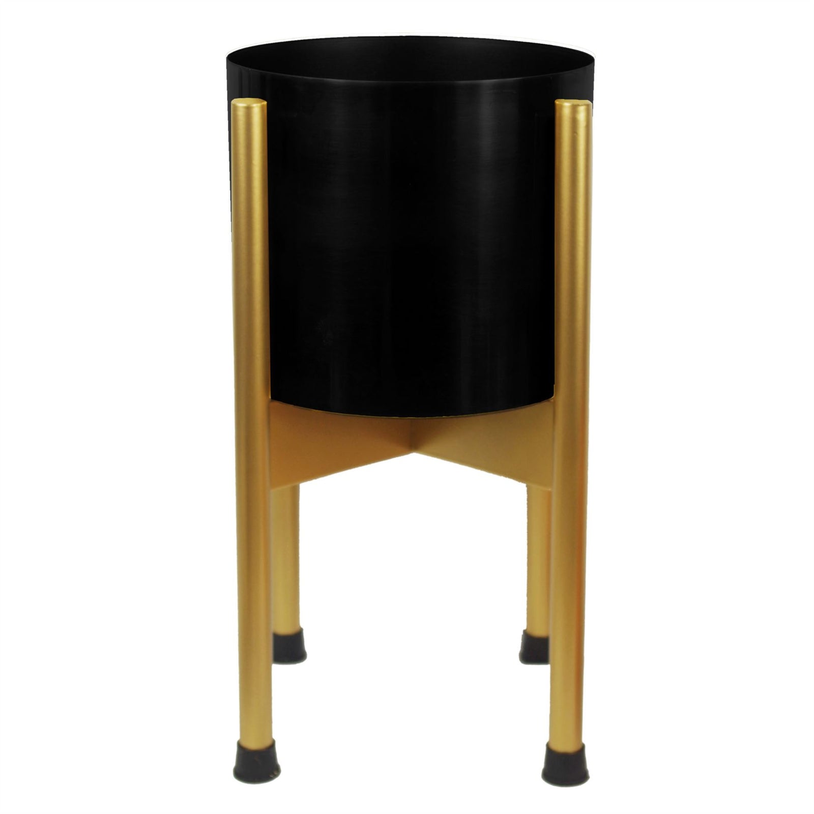 Medium Gold Stand With Black Metal Planter 38.5cm X 18cm