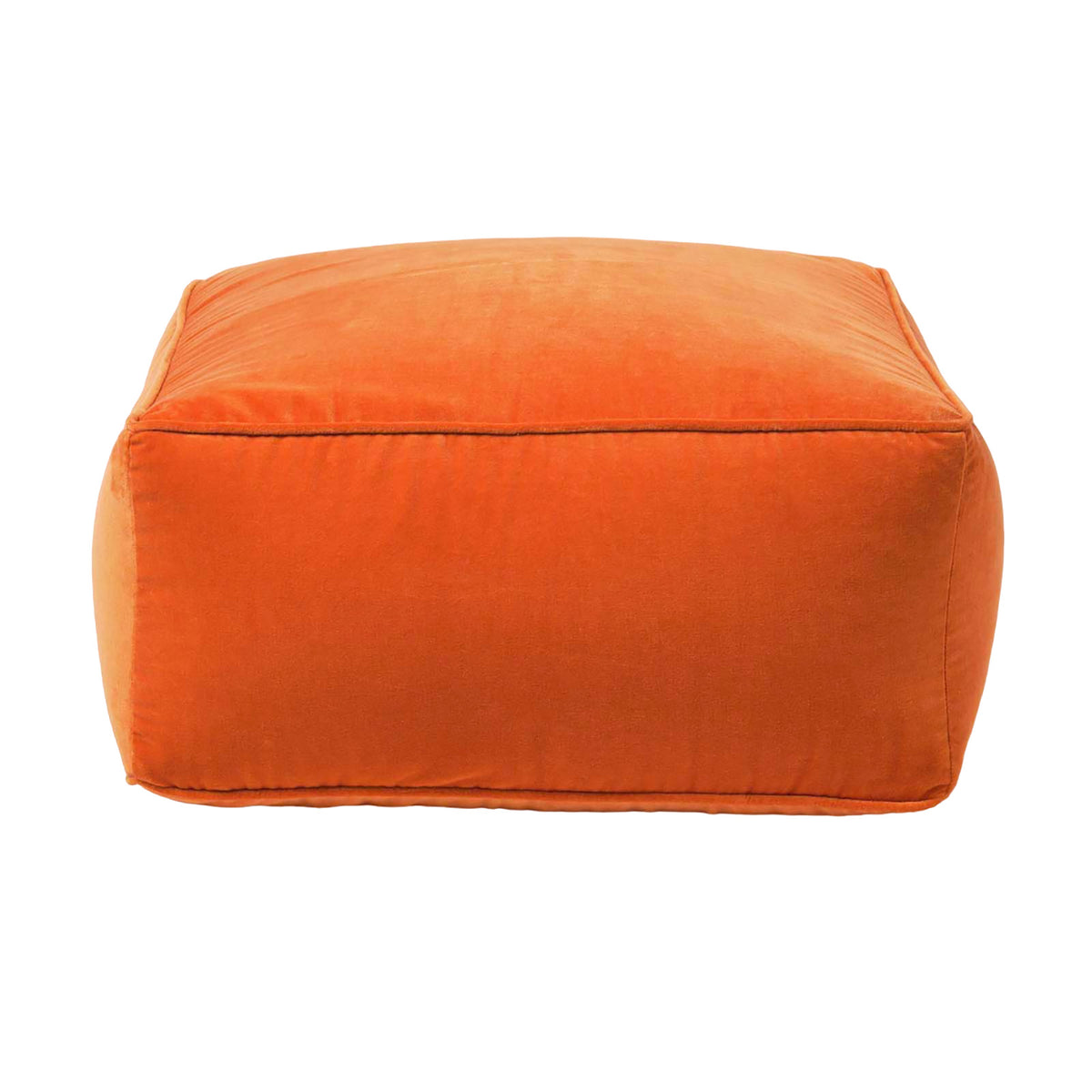 Velvet Pouffe Bean Cube | 60cm x 60cm | Orange