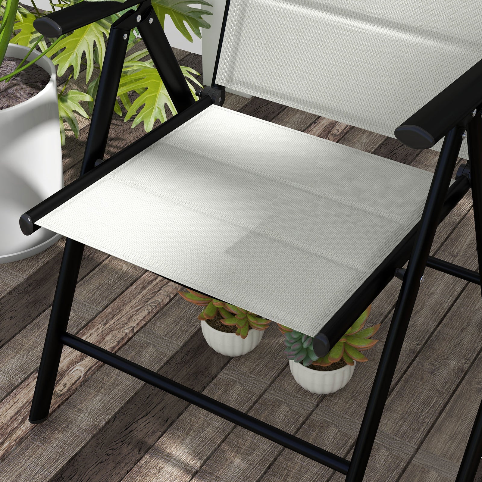 Set Of 2 Patio Folding Chairs With Adjustable Back | Gray