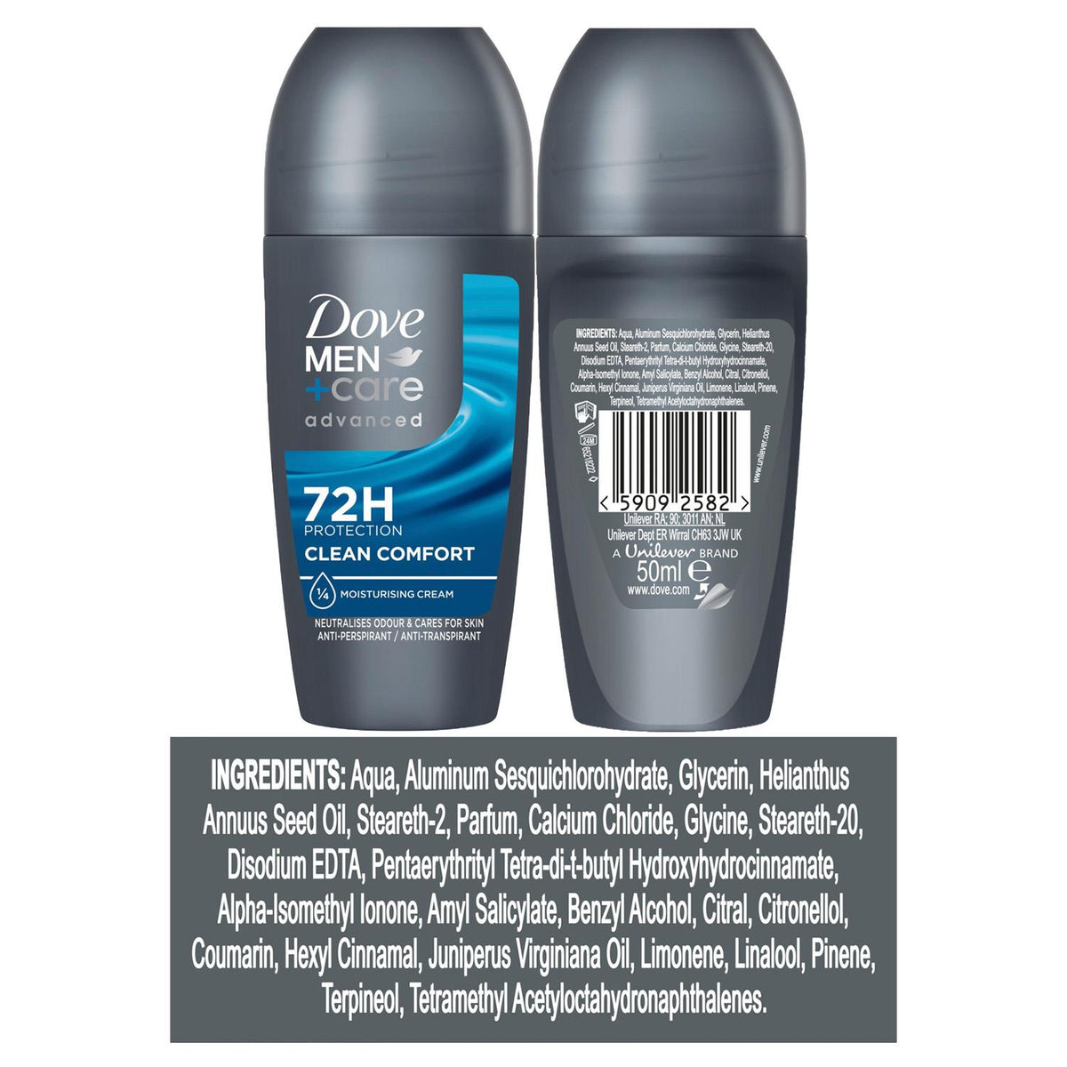 Men+care Antiperspirant Roll On Clean Comfort 72h Protection, 6x50ml