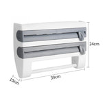 Kitchen Cling Foil Wrap Dispenser With Cutter, Spice And Towel Rack
