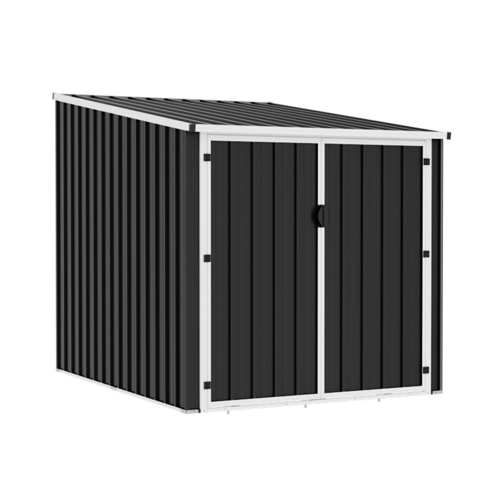 Lockable Outdoor Bike Storage Shed For Cycling, Double Door Metal Shed With 3 Adjustable Bike Racks, Pent Roof, Weatherproof Garden Shed