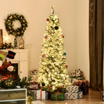 4/5/6ft Prelit Snow Flocked Christmas Tree With Light | 6ft | Green