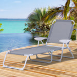 Folding Sun Beach Lounger W/ 4-level Backrest