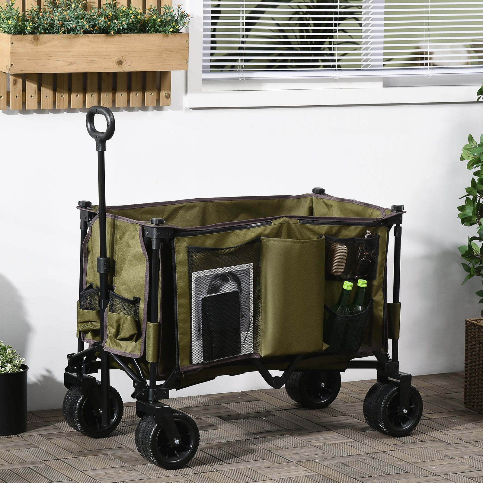 Folding Garden Camping Trolley Steel Frame | Green