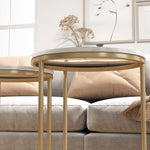 esting Coffee Table Set Of 2 With Metal Frame | One Size | Gold