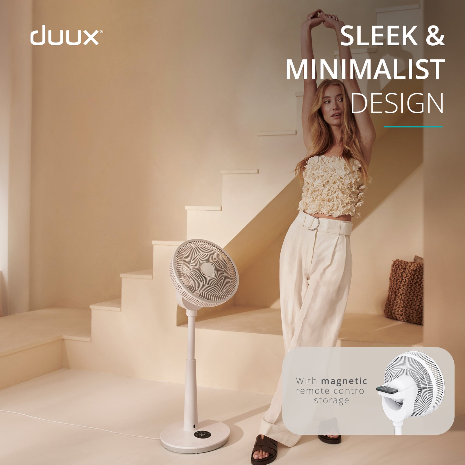 Whisper 3 Standing Fan With Remote Control | White