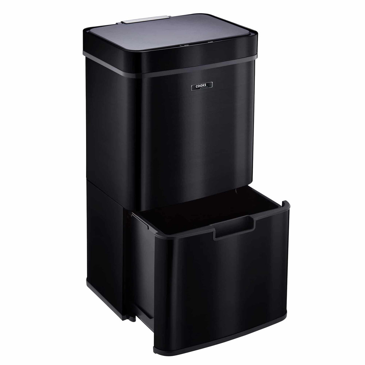 75l Sensor Recycling Bin With Food Caddy & 25 Bin Biodegradable Bags | 75L | Black
