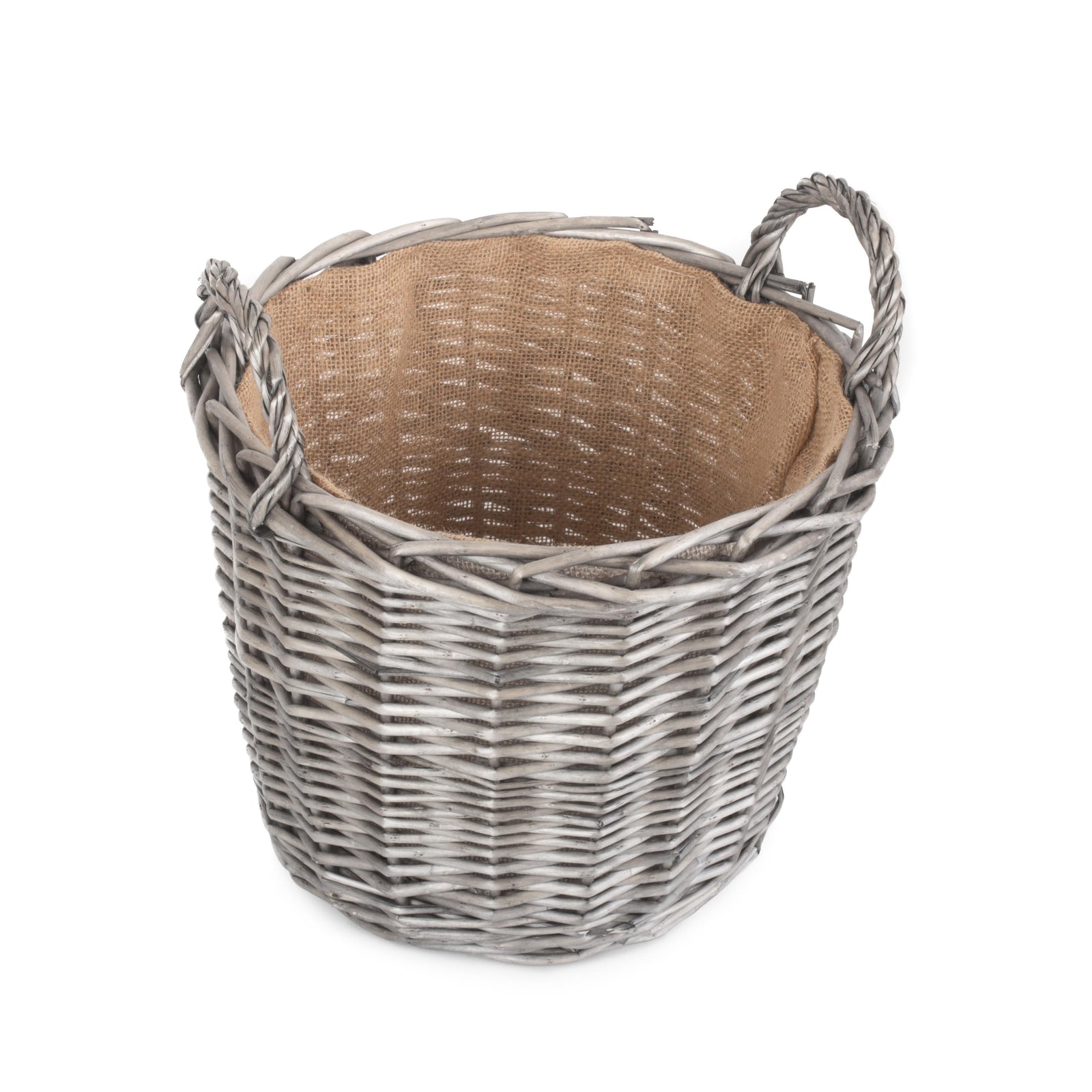 Wicker Antique Wash Finish Lined Log Basket | Medium | Brown