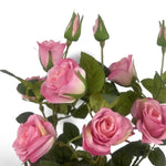 60cm Artificial Rose Bush Premium Pink Silk Flowers And Leaves
