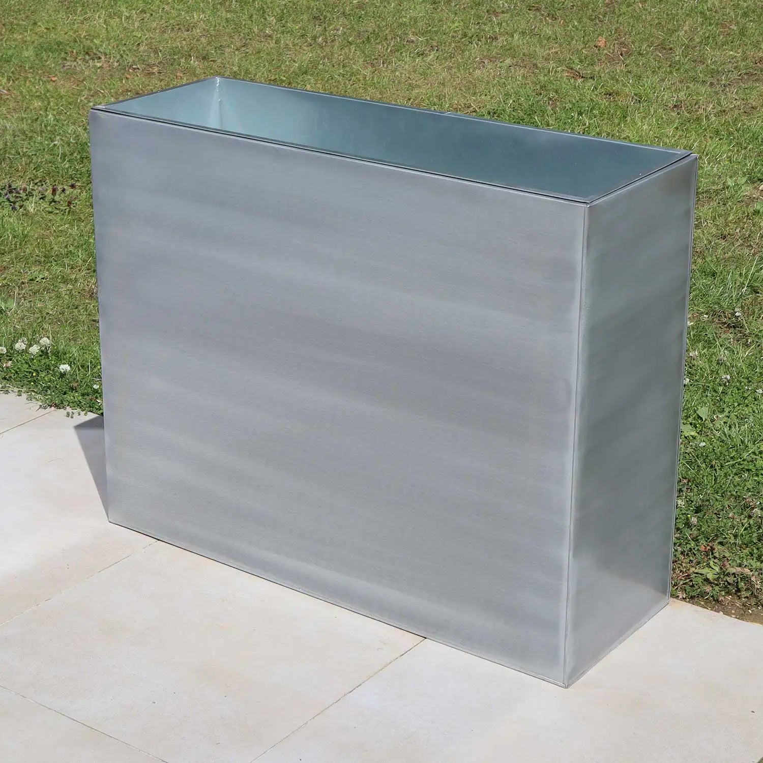 Long Zinc Galvanised Tall Trough Planter | 90cm x 30cm x 60cm | Silver