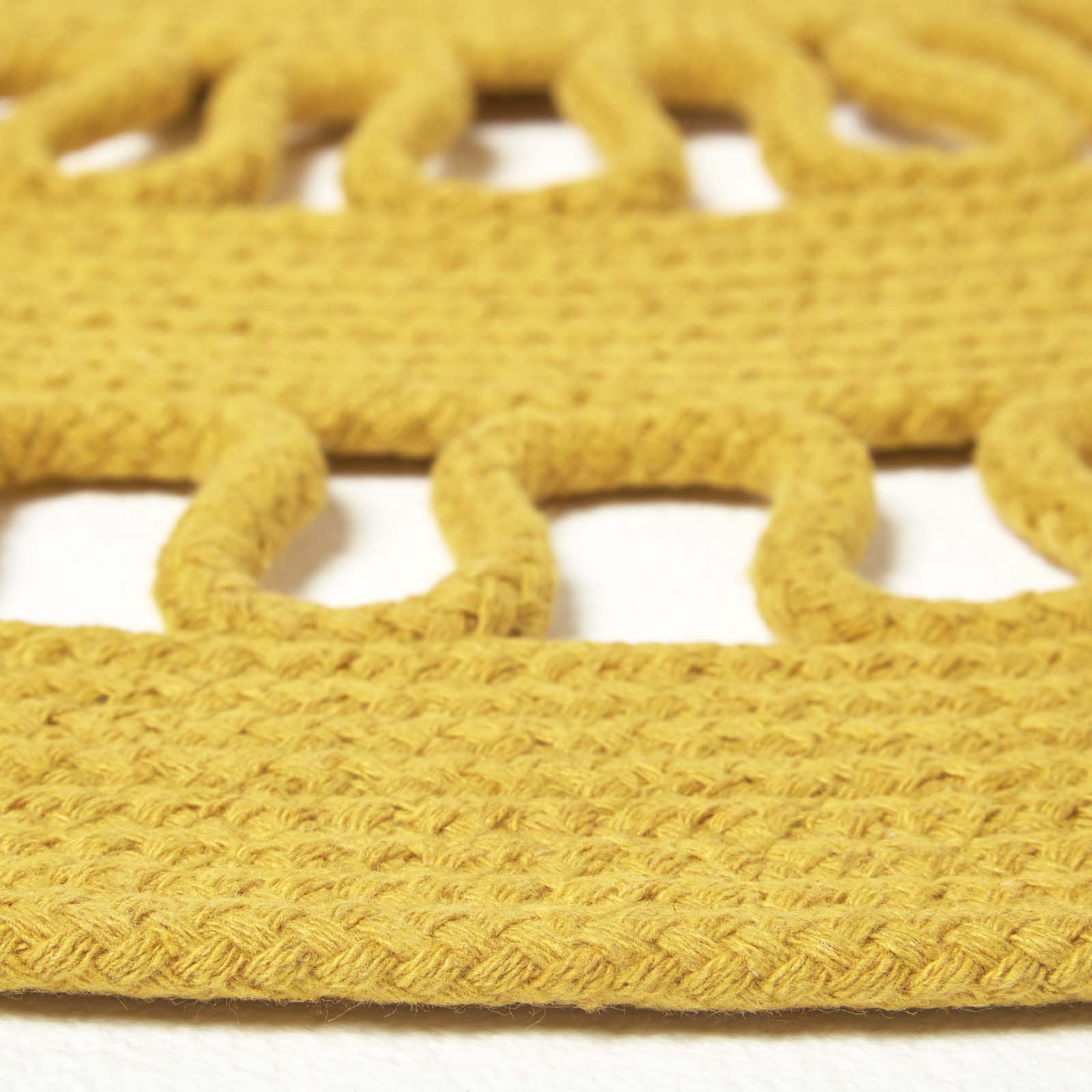 Crochet Braided Round Rug | 90cm | Mustard