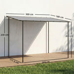 3 X 2 M Lean To Garden Pergola, Metal Frame Gazebo Pergola | Grey
