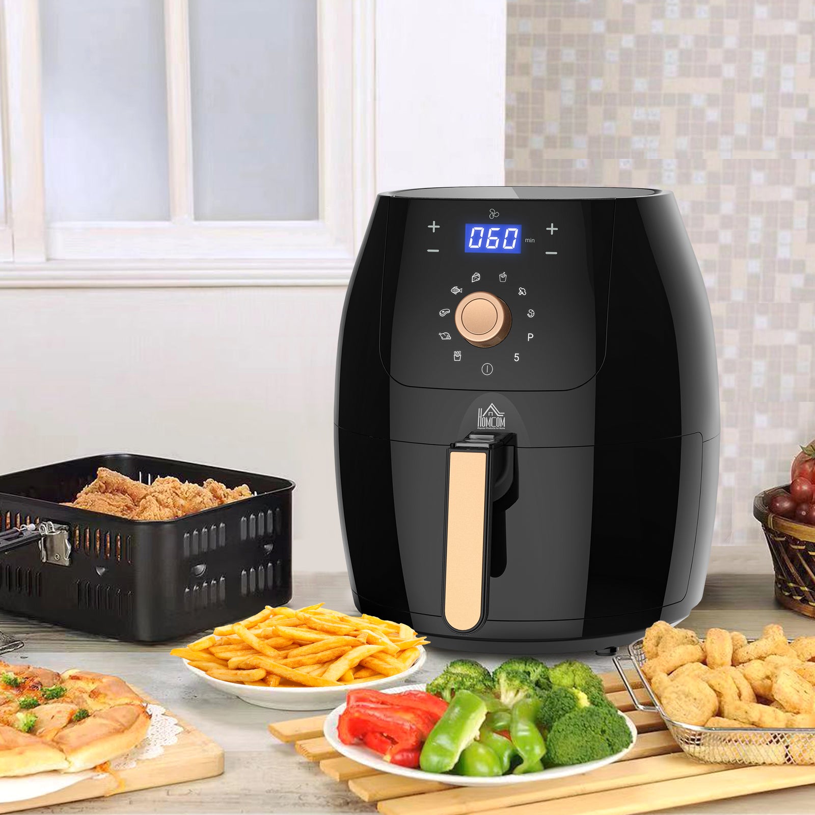 Air Fryer 1700w 5.5l With Digital Display Adjustable Tempt