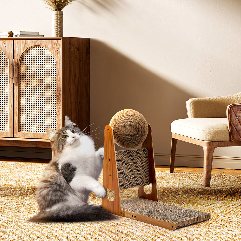 L-shaped Cat Scratcher With Cat Scratching Ball | Large