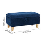Chenille Upholstered Storage Ottoman Compact Footstool With Hidden Storage | Large | Blue