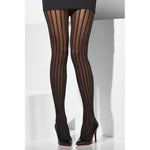 Sheer Tights, Black, Vertical Stripes
