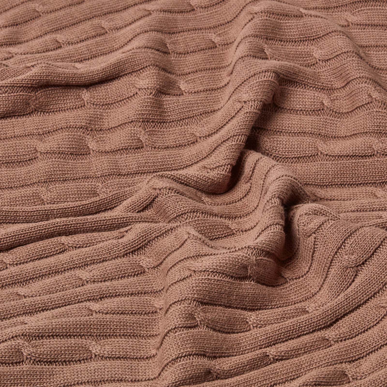 Combed Cotton Cable Knit Throw | 130cm x 170cm | Chocolate