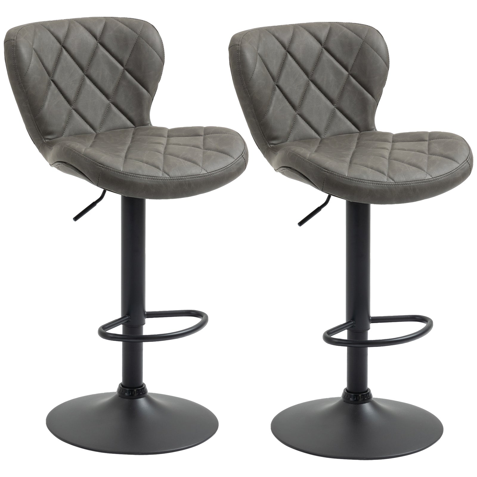 Adjustable Height Swivel Barstools Set Of 2 | Dark Gray