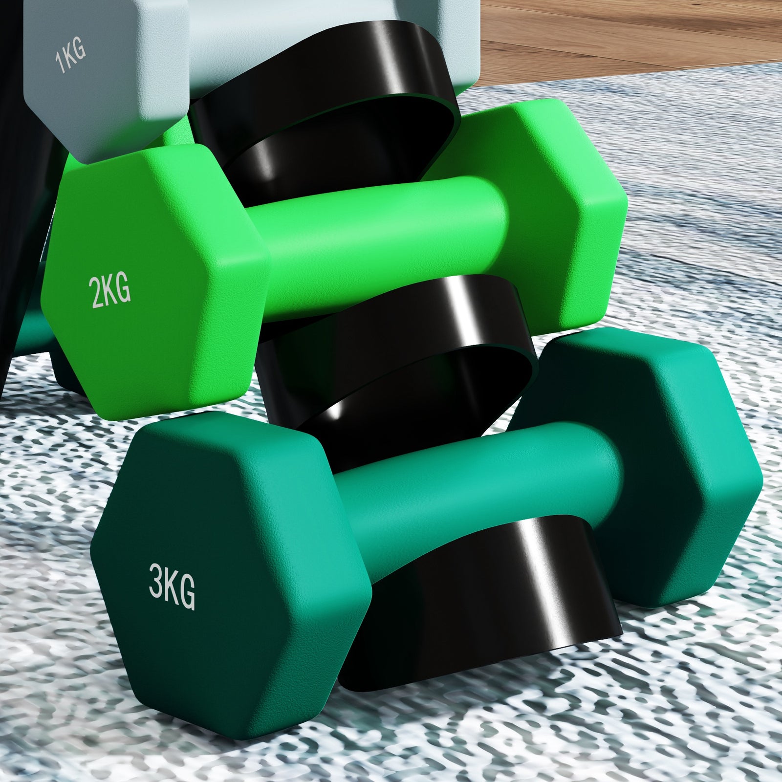 Dumbbells Set With Carry Rack, 6 Weights, For Home Gym | Medium